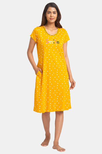 juliet cotton mid length nightdress yellow